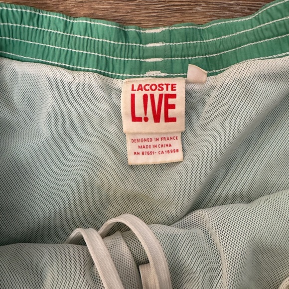 Lacoste Green Swim Trunks with Classic Athletic Trim - Picture 3 of 4
